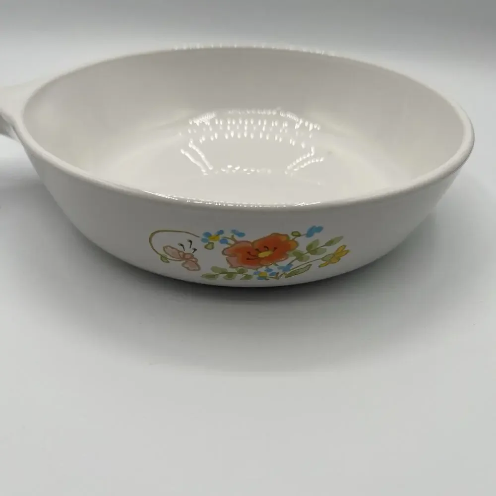 Vintage CorningWare F-83-B 6.5” Skillet Frying Pan Floral Butterfly Pattern
